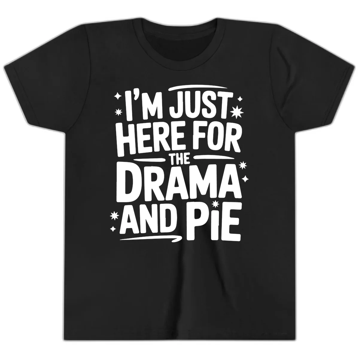Here For The Drama And Pie Youth T-Shirt in Black